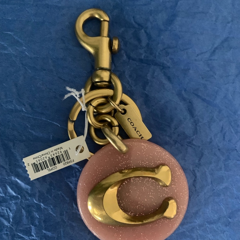 Coach Pink and Gold Monogram Bag Charm/Keychain - Picture 4 of 5